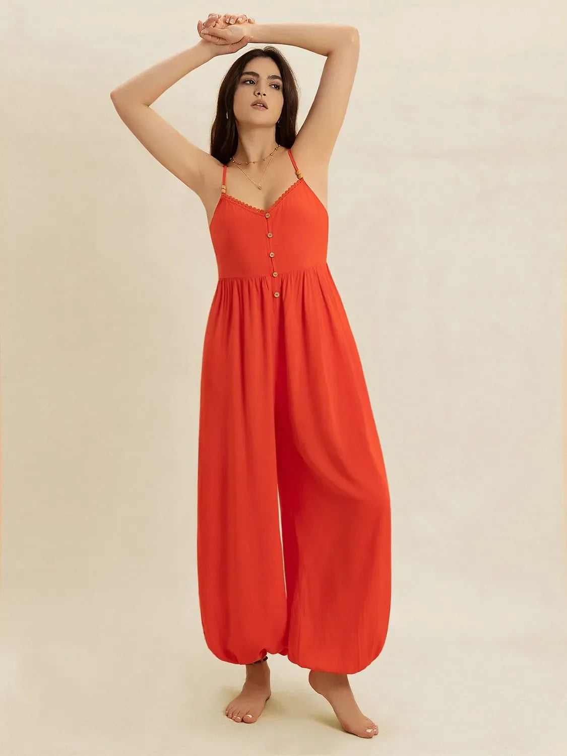 V-Neck Spaghetti Strap Jumpsuit