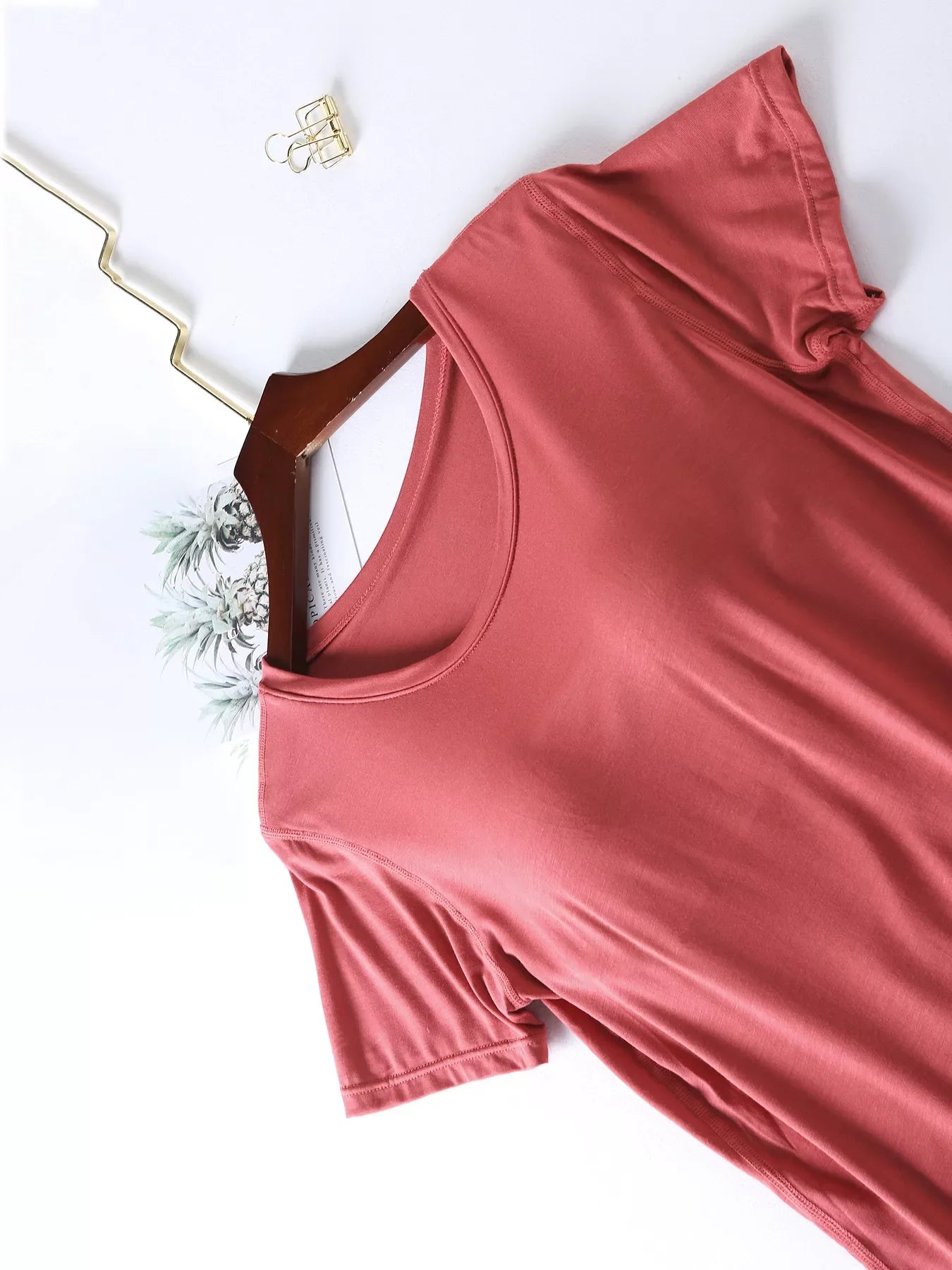 Plus Size Padded Round Neck Modal T-Shirt and Shorts Set