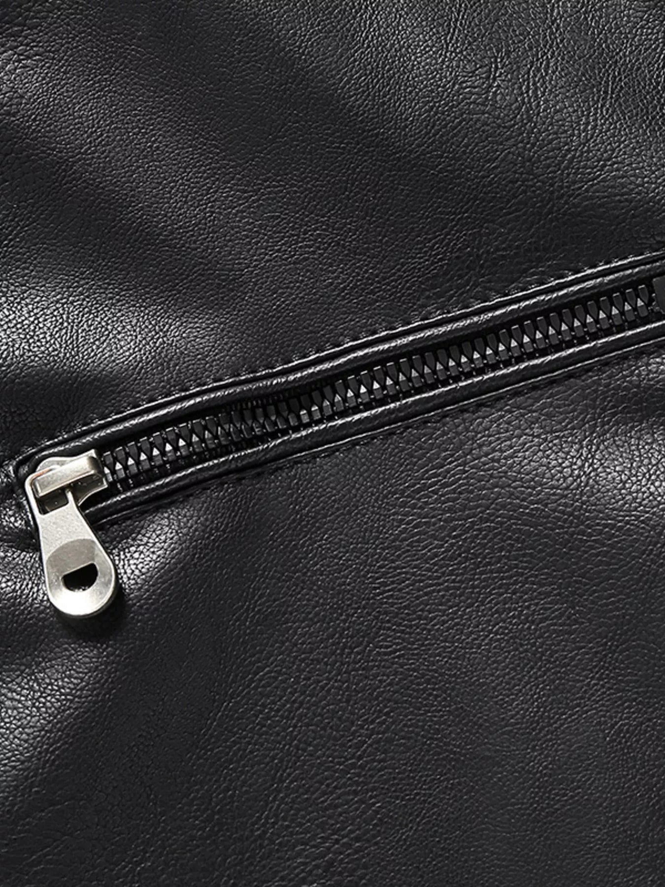 Men's Zip Up Long Sleeve Leather Jacket