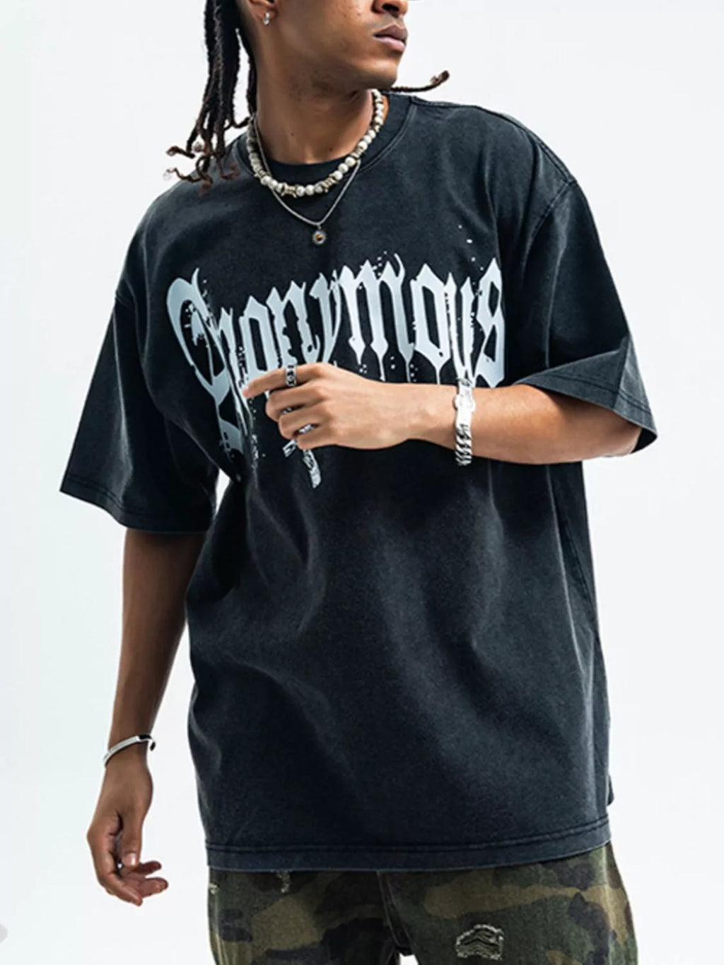 Men's Letter Round Neck Half Sleeve T-Shirt