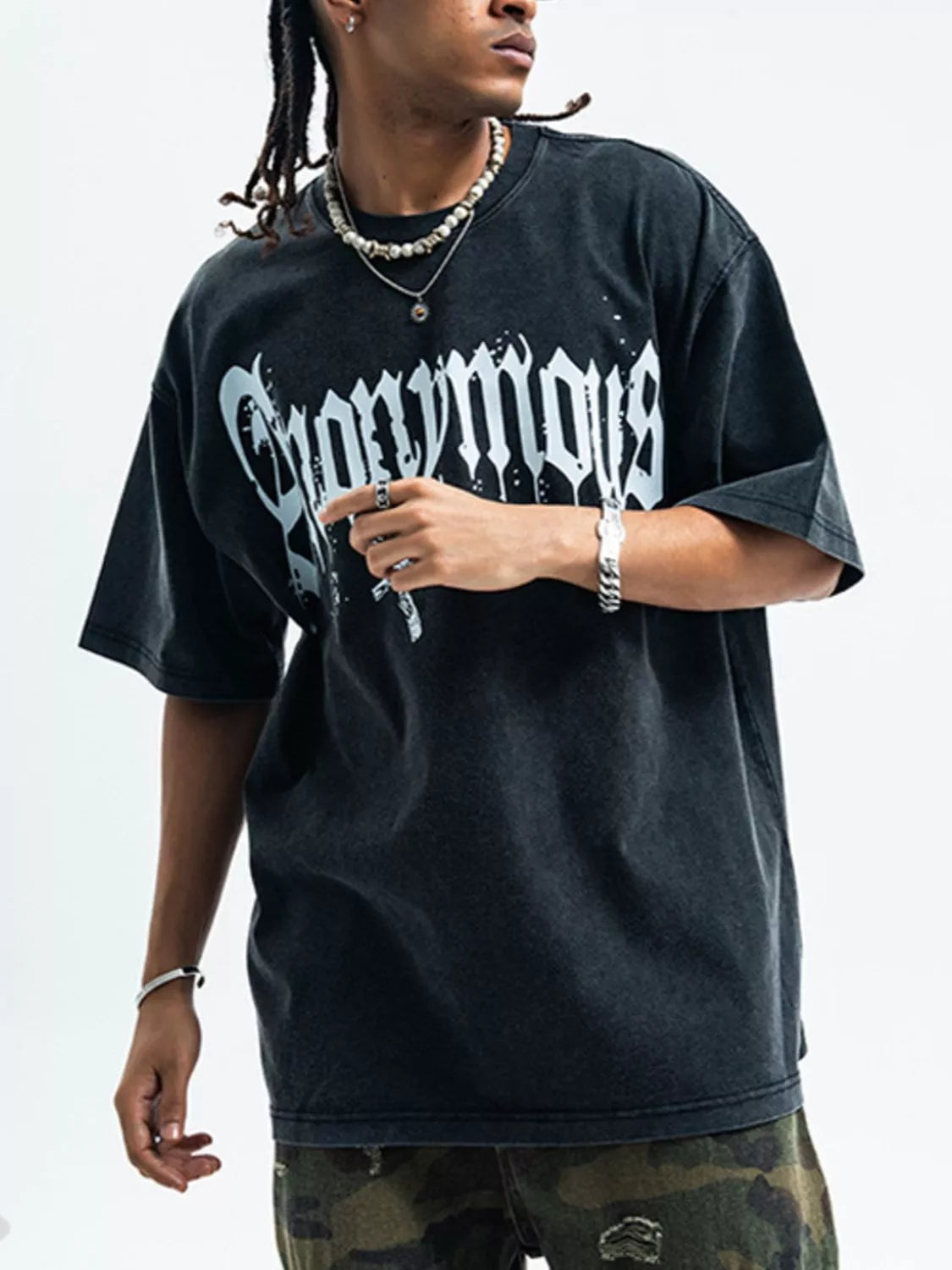 Men's Letter Round Neck Half Sleeve T-Shirt