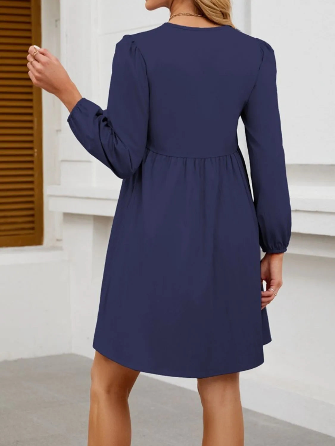 Tie Front Long Sleeve Mini Dress