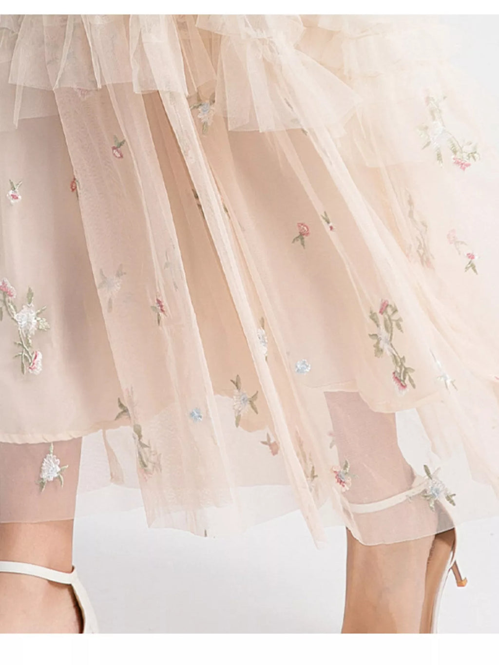 Floral Tulle Layered Maxi Dress
