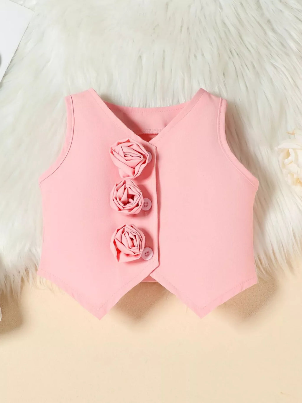 Children's Floral Decor Vest & Pleated Skirt Set