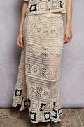 POL Floral Crochet Ruffled Waistband Maxi Skirt with Granny Square Weave