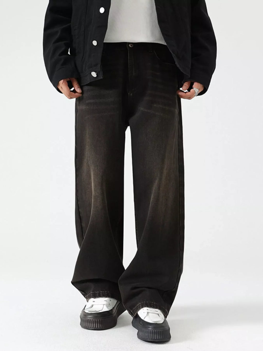 Men's Wash Wide Leg Jeans