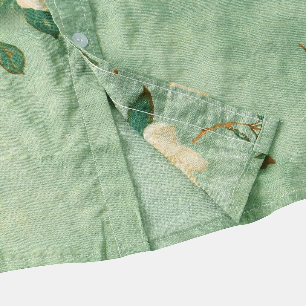 Men's Plus Size Floral Print Short Sleeve Button Down Shirt