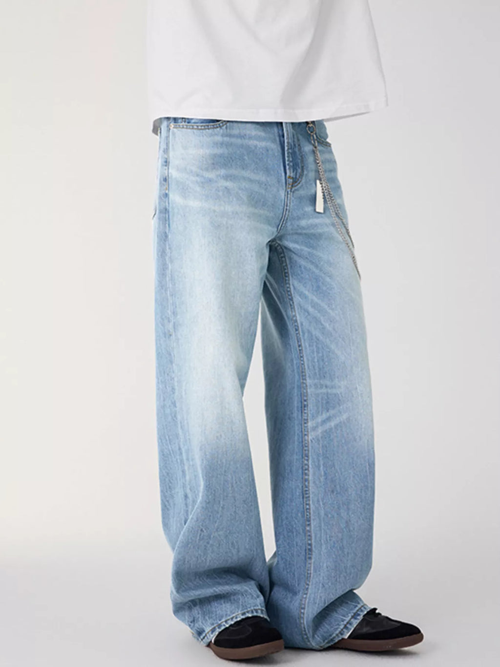 Men's Wide Leg Wash Jeans