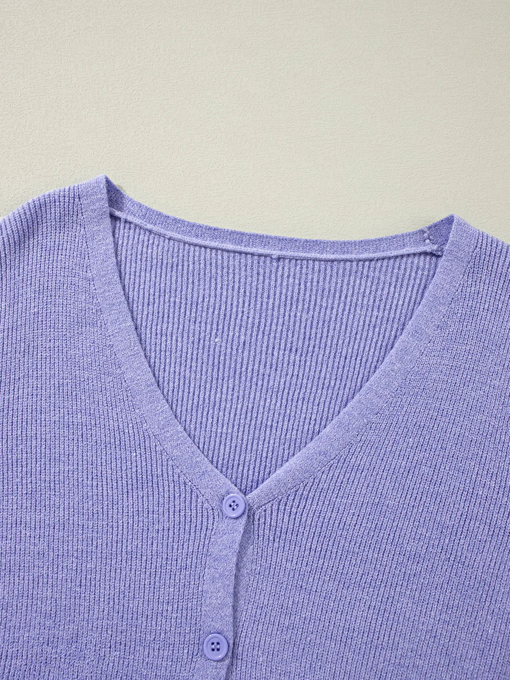 Ribbed Knit Button Front V Neck Cardigan