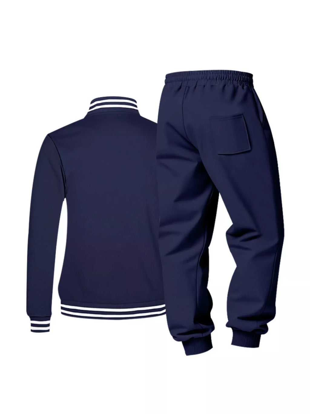 Men's Full Size Striped Long Sleeve Top and Pants Set Plus Size