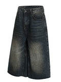 Men's Vintage Wash Wide Leg Capri Jeans