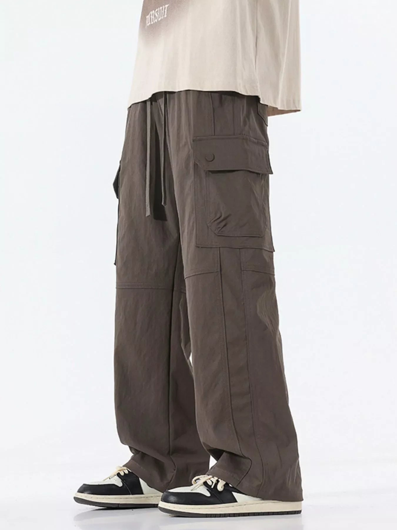 Men's Full Size Drawstring Cargo Wide Leg Pants Plus Size