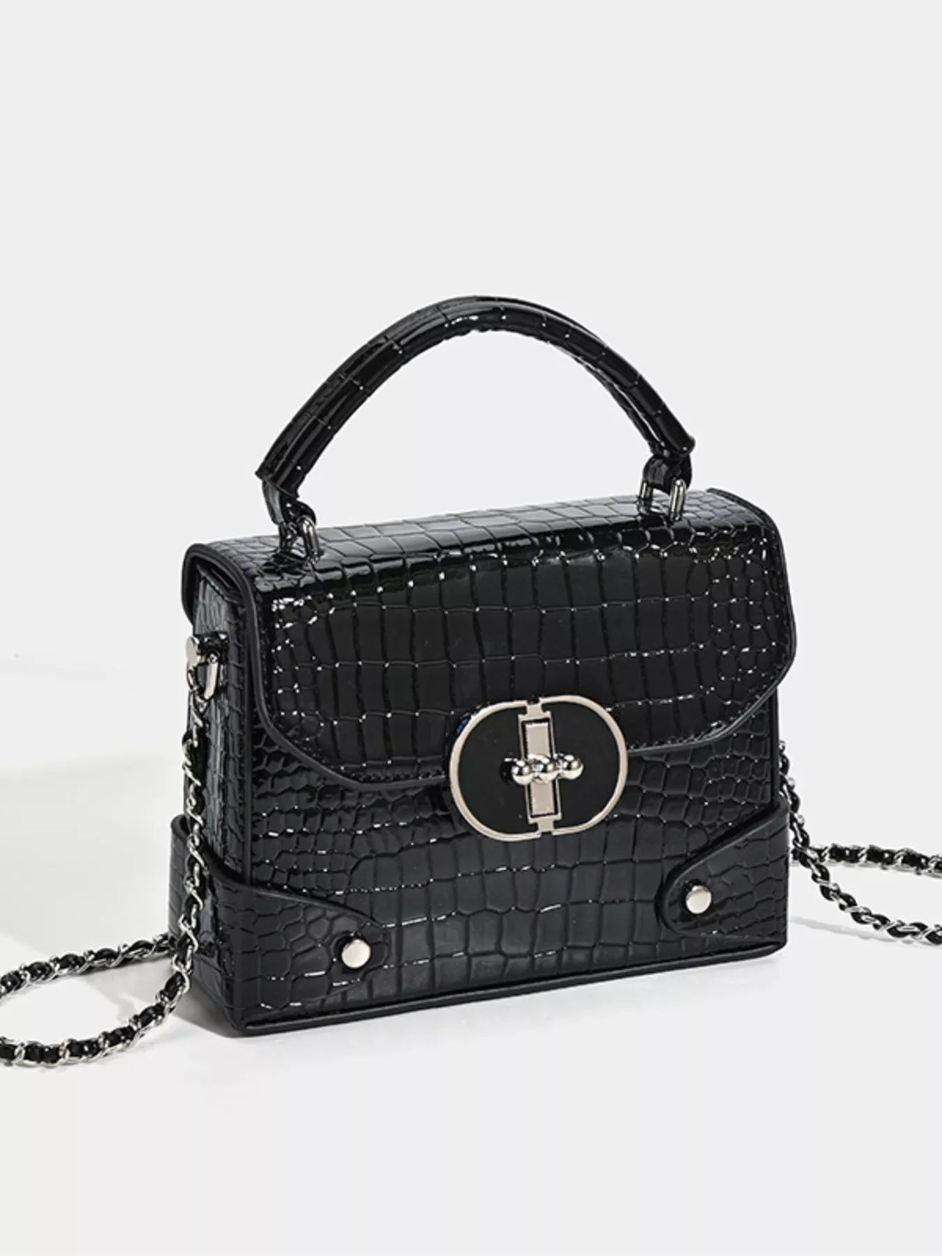 Crocodile Pattern Flap Crossbody Bag