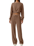 Twist-Front Long Sleeve Top and Pants Set