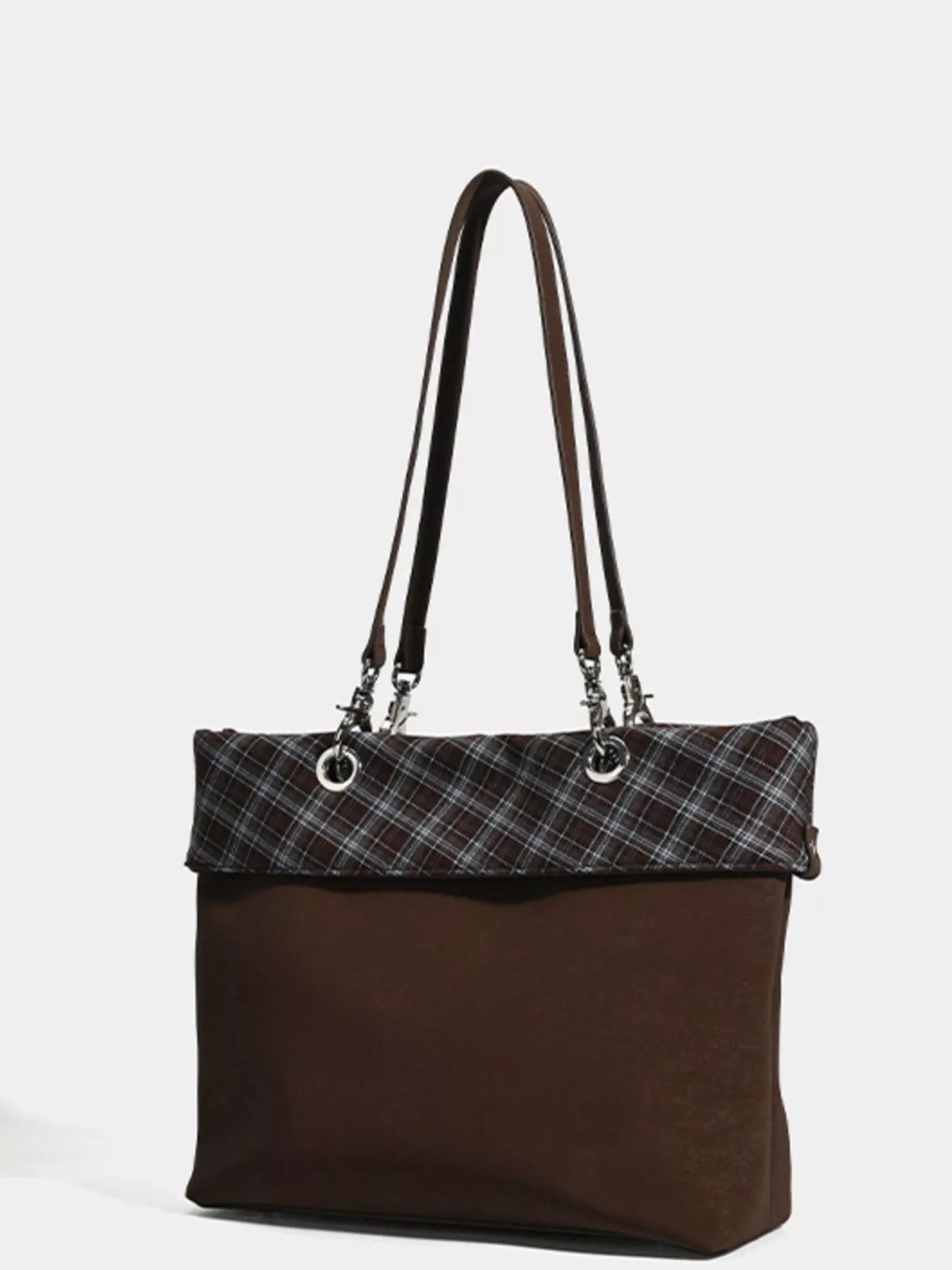 Plaid Trim Shoulder Bag