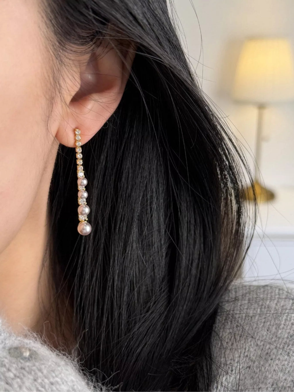 Pearl Zircon Drop Earrings