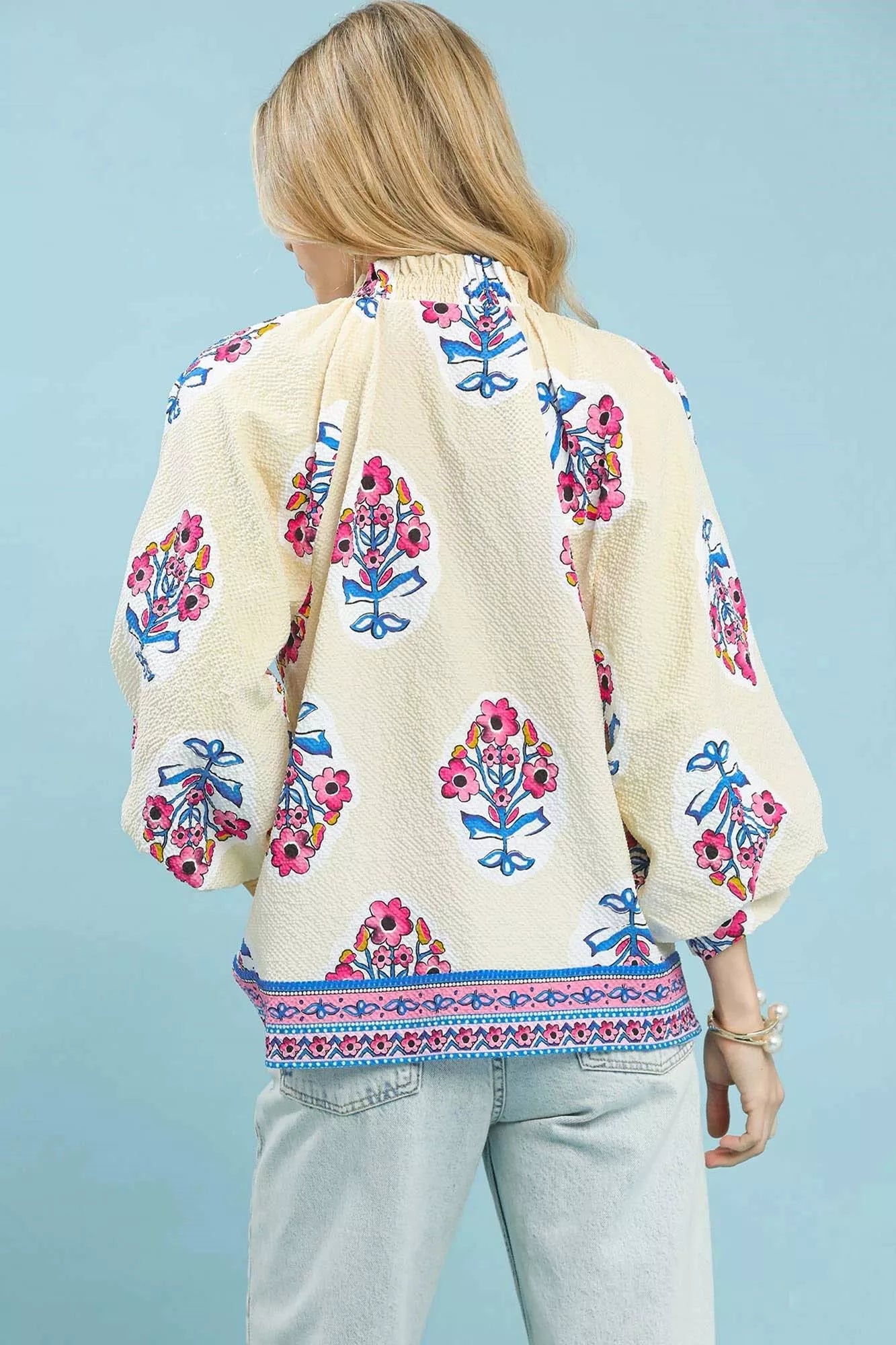 Umgee Boho Floral Print Tunic Blouse