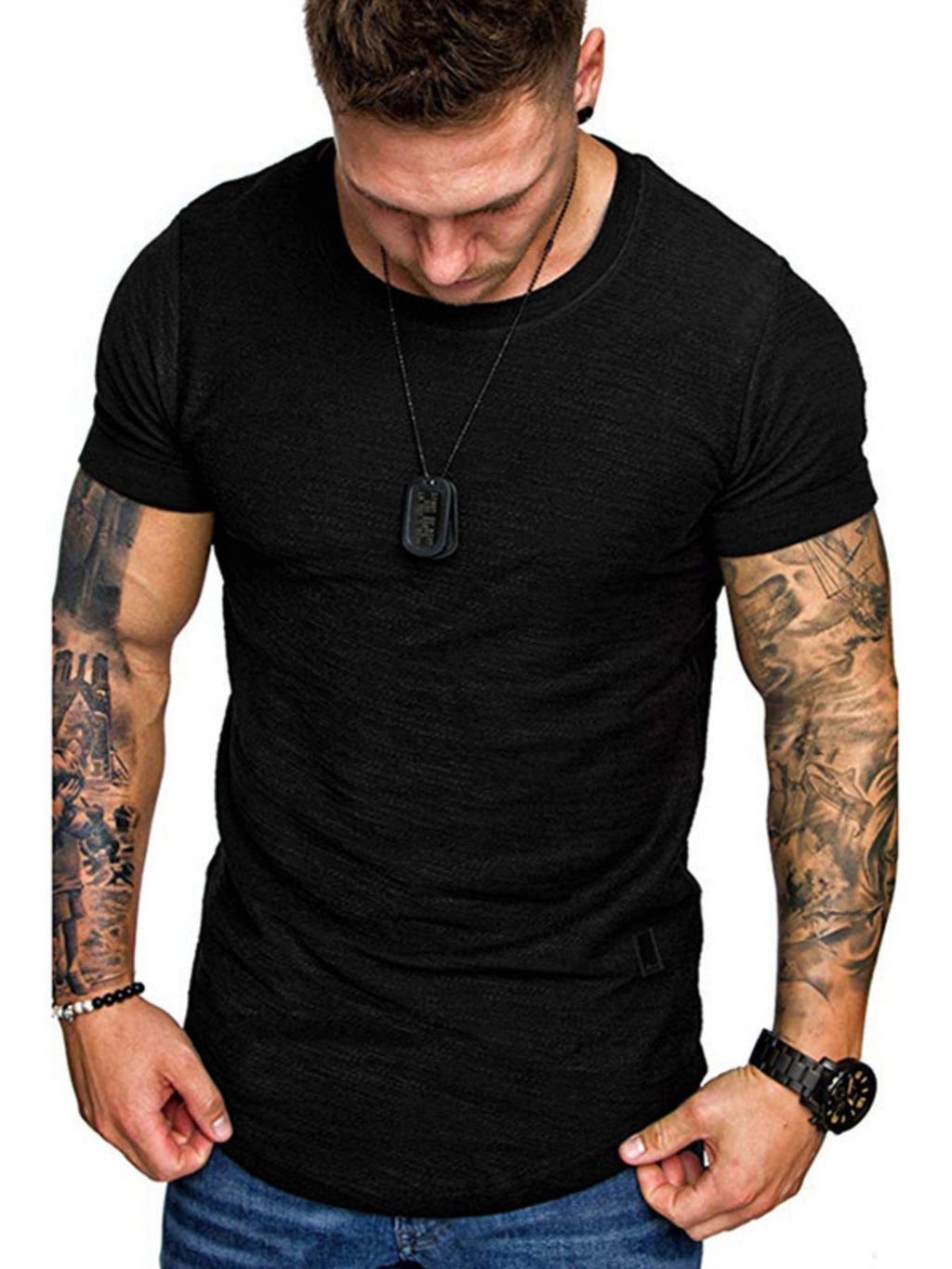Men's Round Neck Slim Fit Casual T-Shirt
