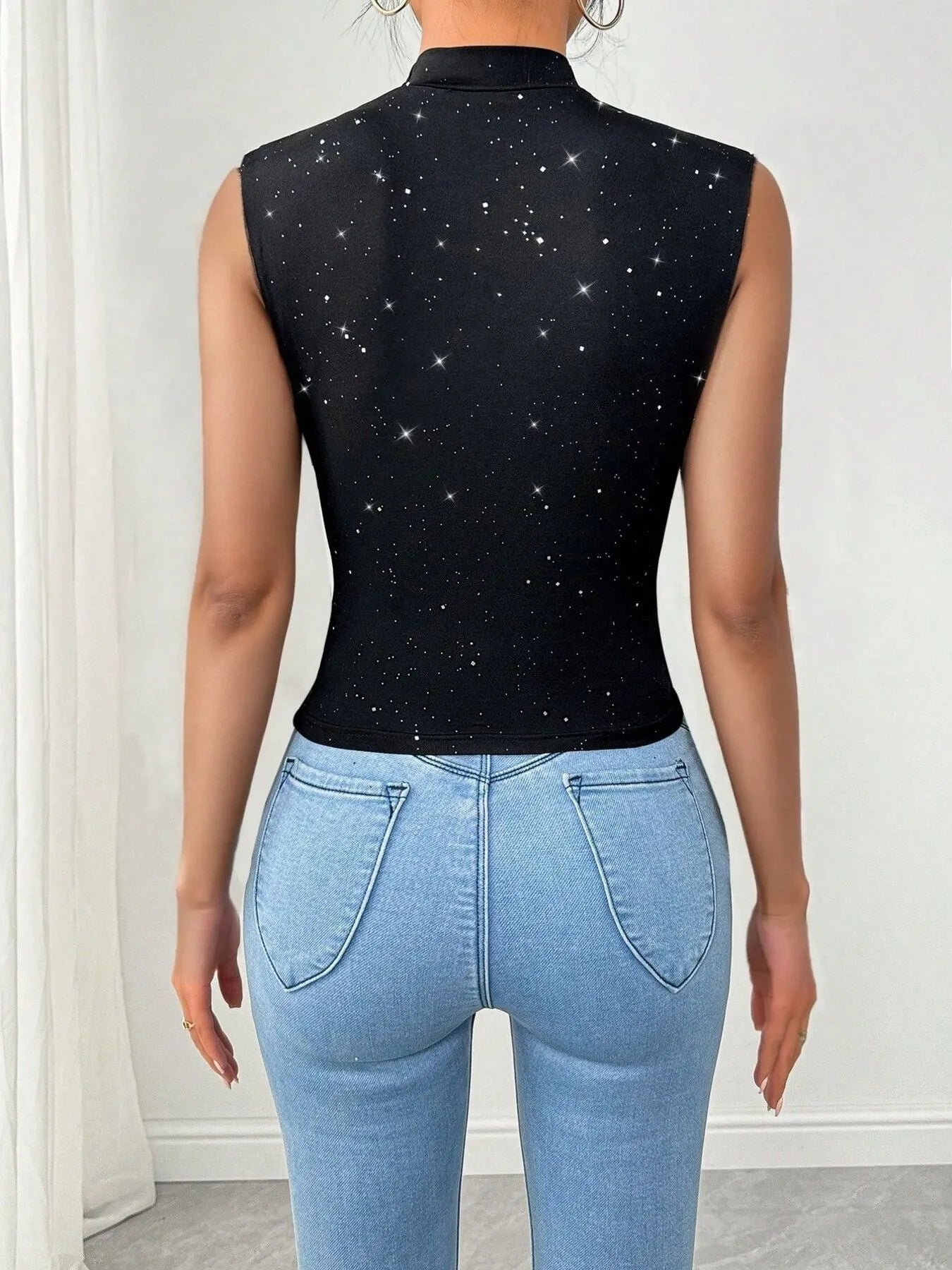 Surplice Sleeveless Slim Blouse