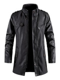 Men's Zip Up Long Sleeve Leather Jacket