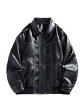 Men's Plus Size Zip Up Leather Jacket
