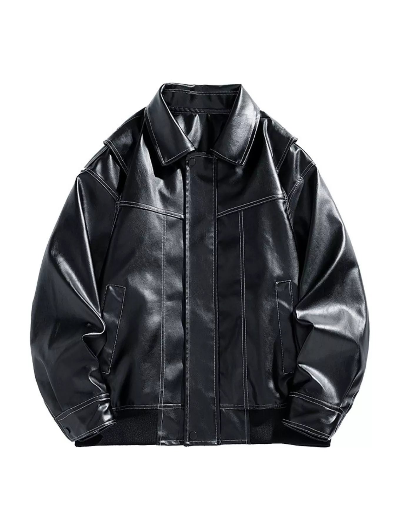 Men's Plus Size Zip Up Leather Jacket