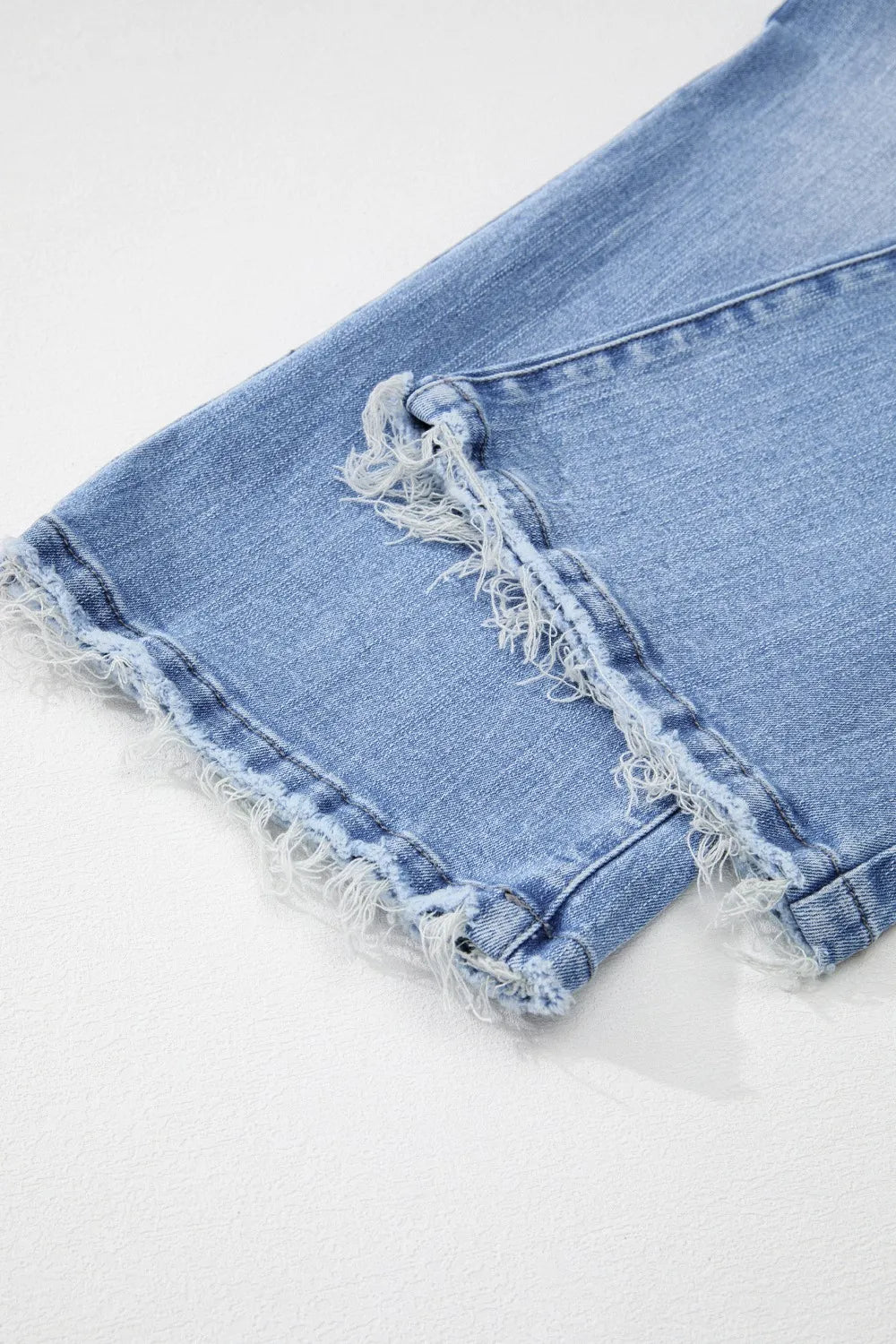Mineral Wash Raw Hem High Waist Flared Jeans