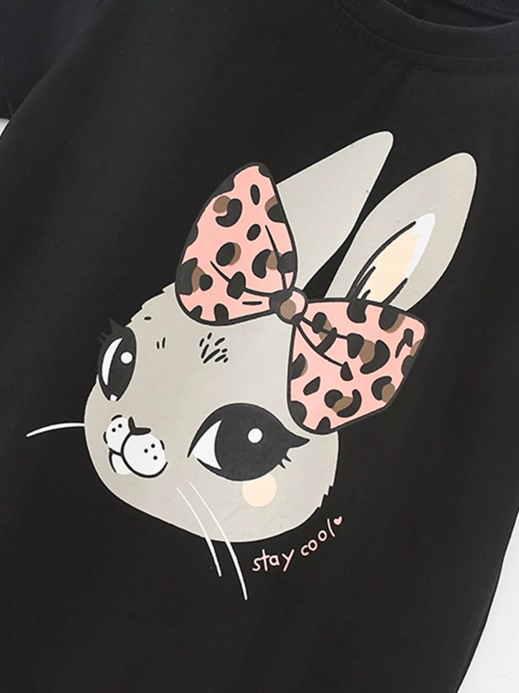 Children's Bunny Graphic Round Neck T-Shirt