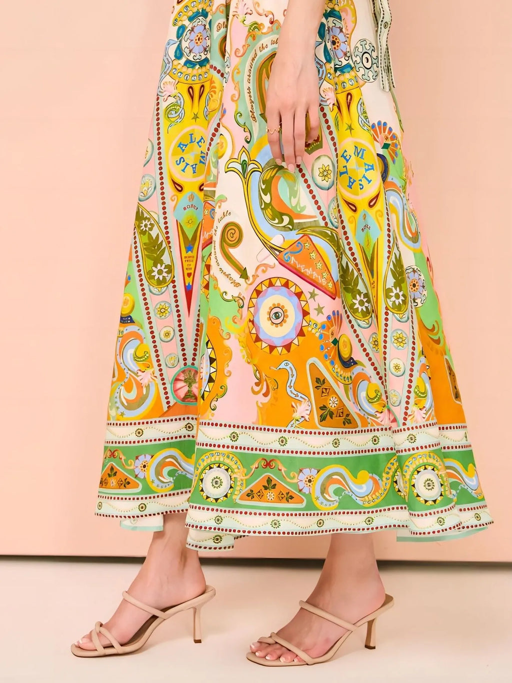 Paisley Print Square Neck Summer Dress