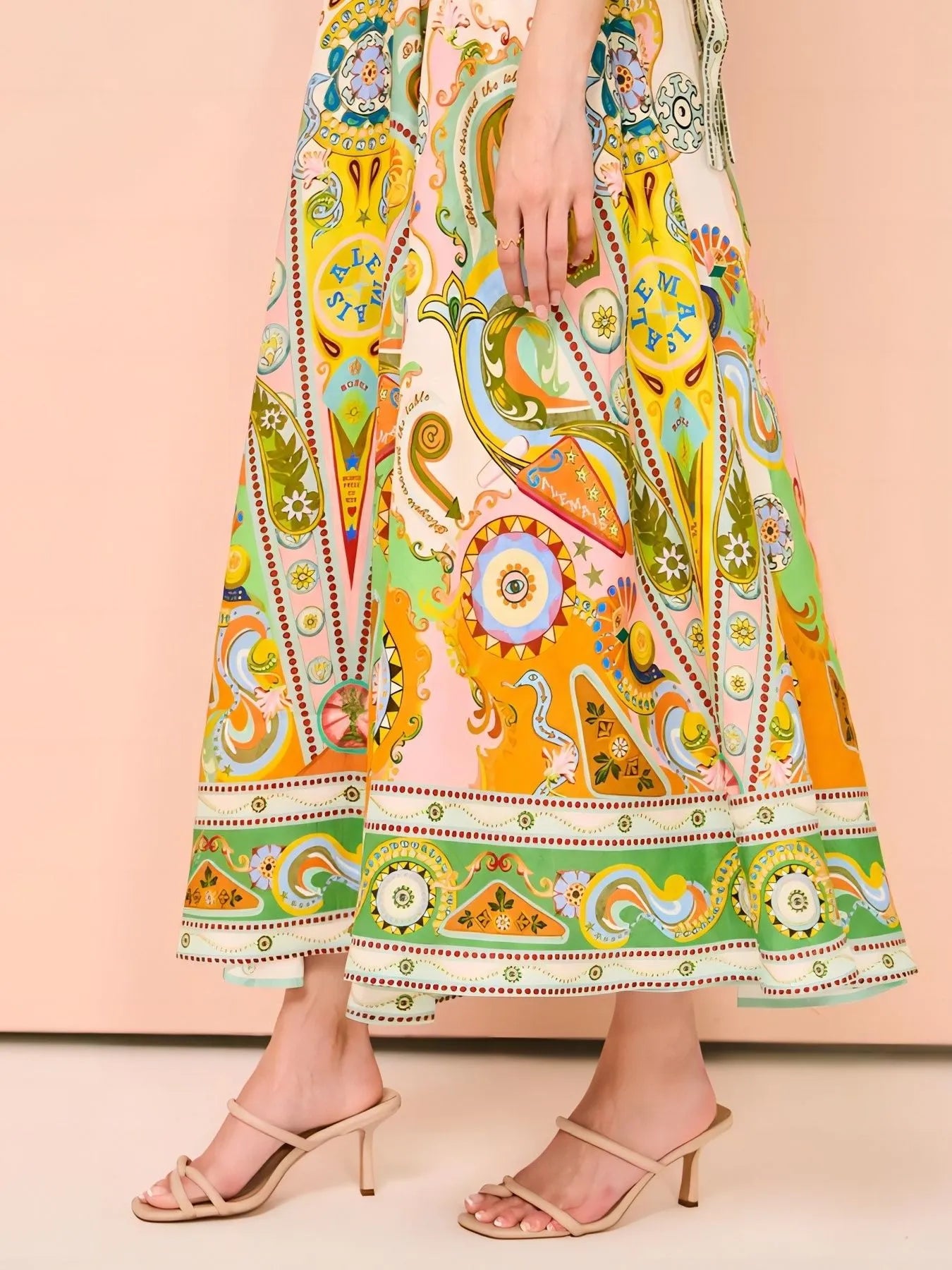 Paisley Print Square Neck Summer Dress