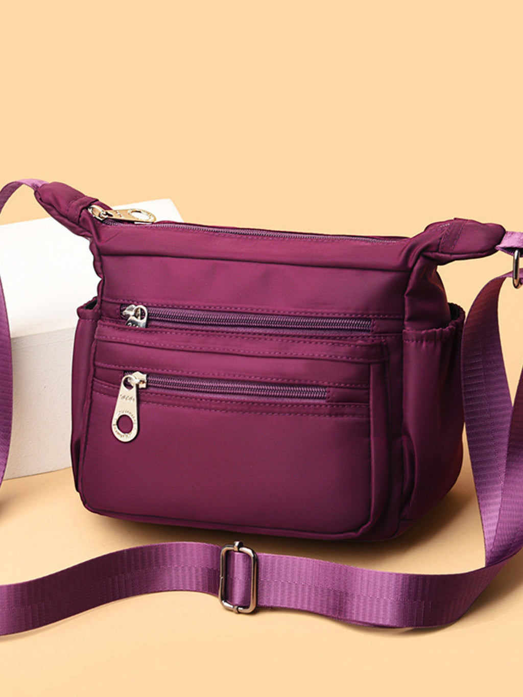 Multi-Pocket Lightweight Nylon Crossbody Bag