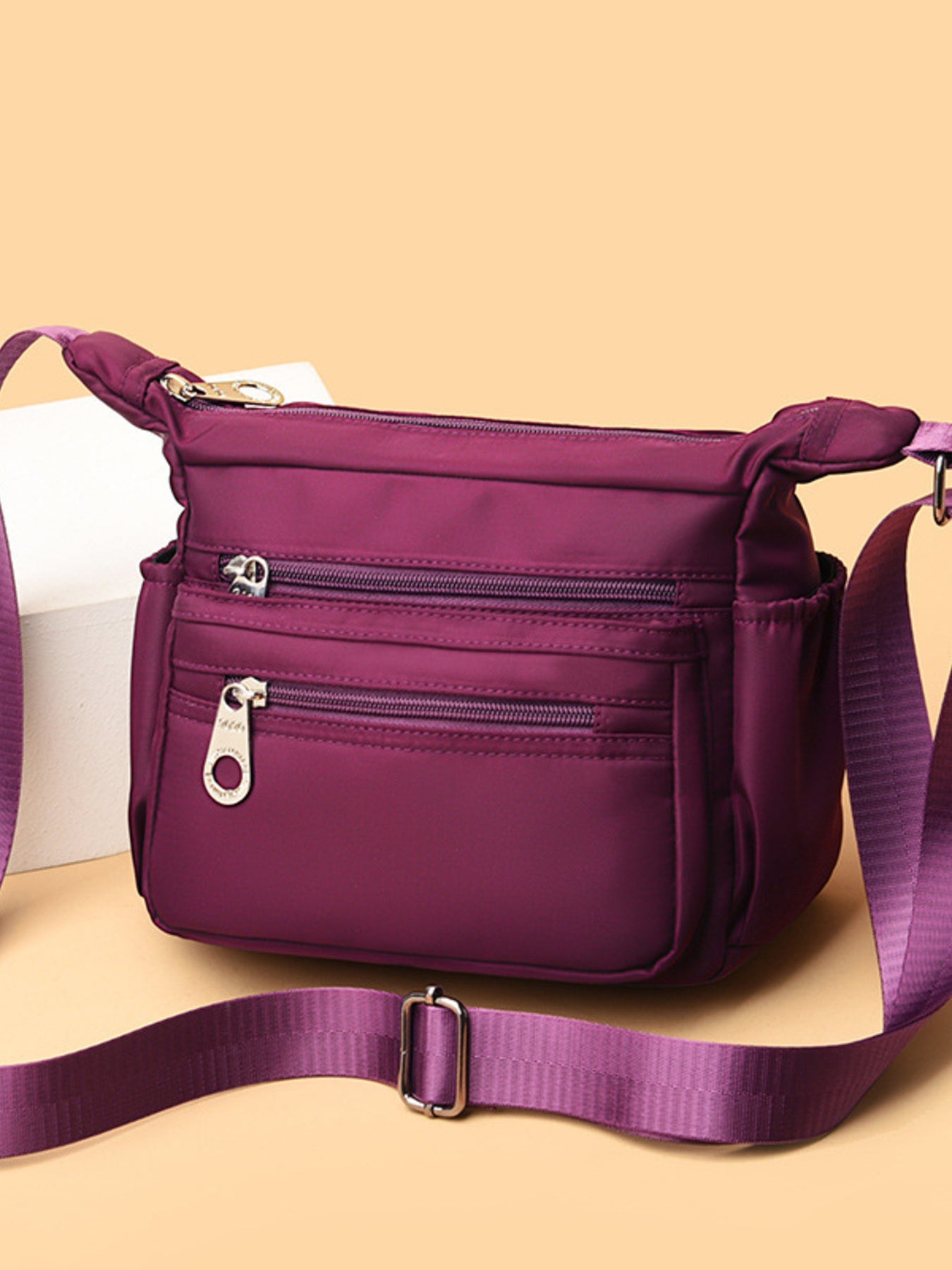 Multi-Pocket Lightweight Nylon Crossbody Bag