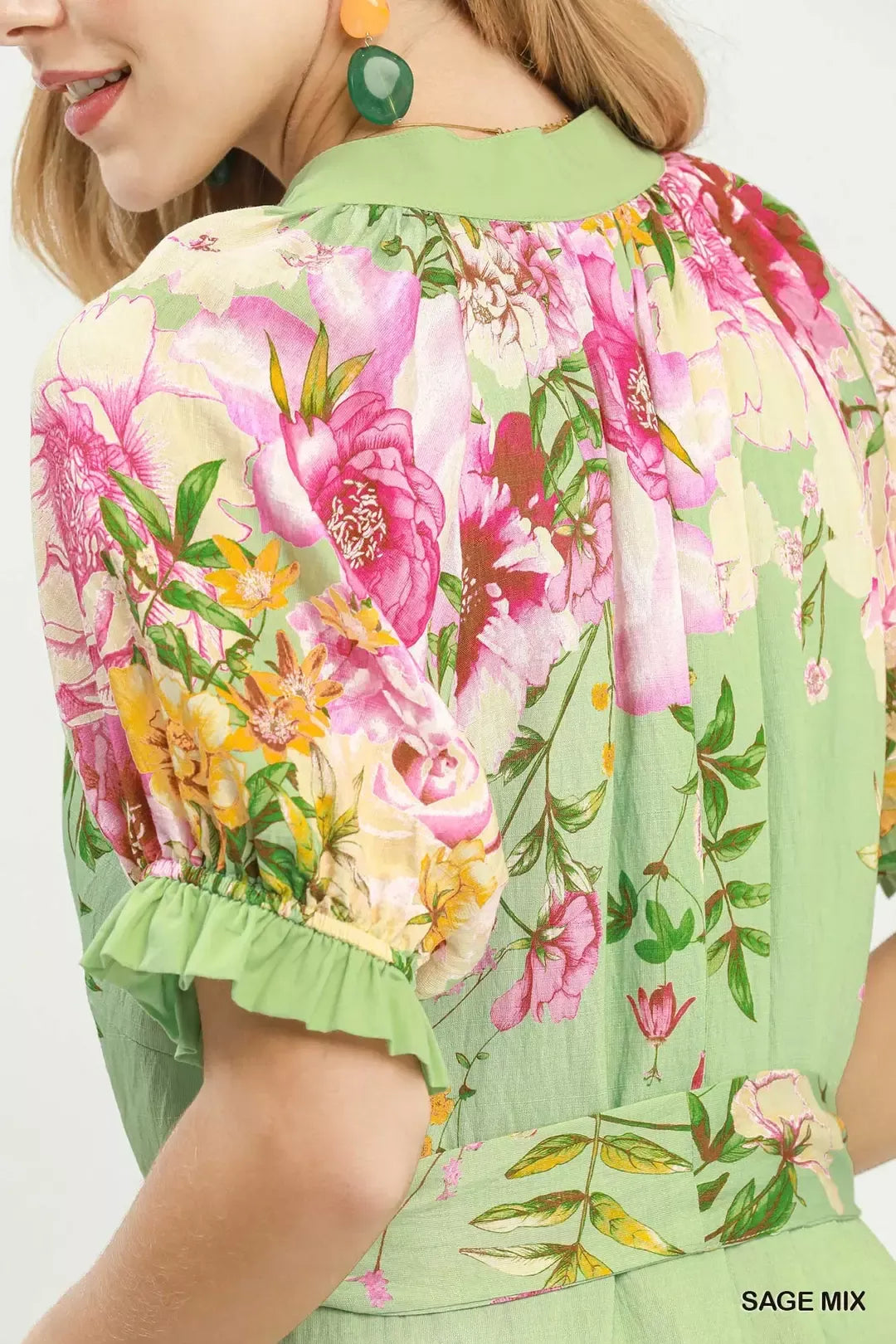 Umgee Mix Floral Border Print Midi Dress
