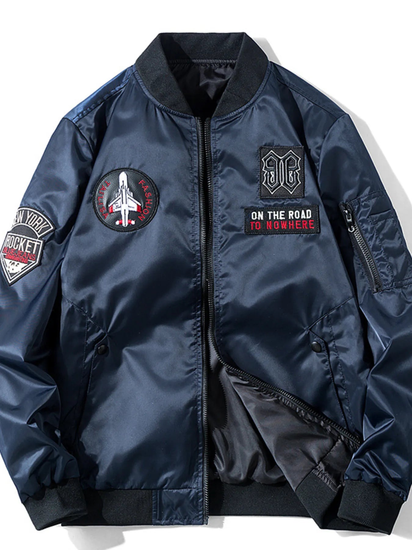 Men's Plus Size Zip Up Long Sleeve Bomber Jacket
