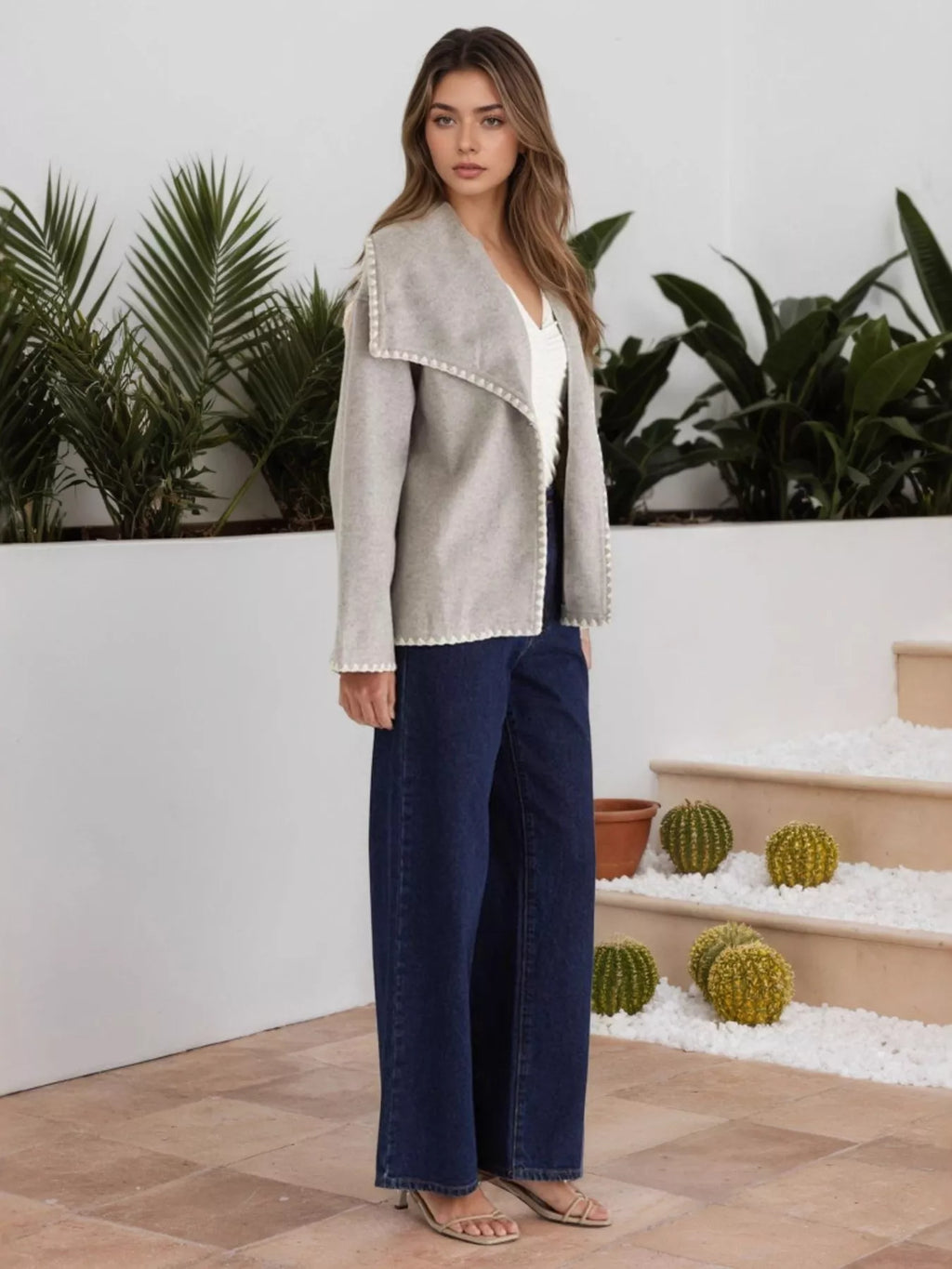 One Button Long Sleeve Outerwear