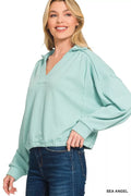 Zenana French Terry Collared Exposed Seam Sweatshirt