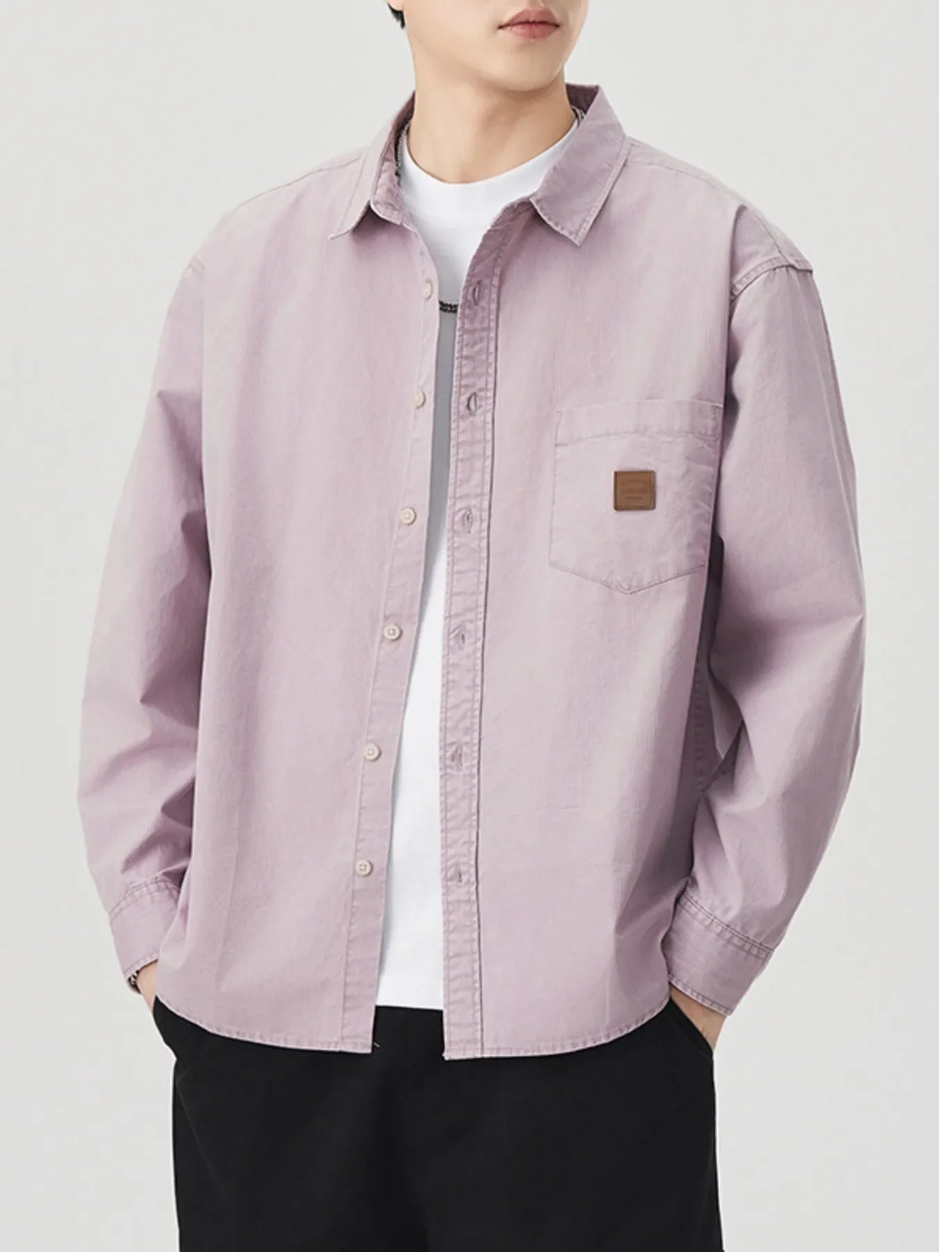 Men's Plus Size Button Up Long Sleeve Shirt