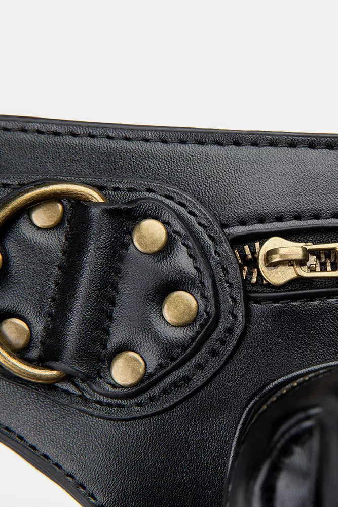 Steampunk Rivet Decor Multipurpose Crossbody Bag