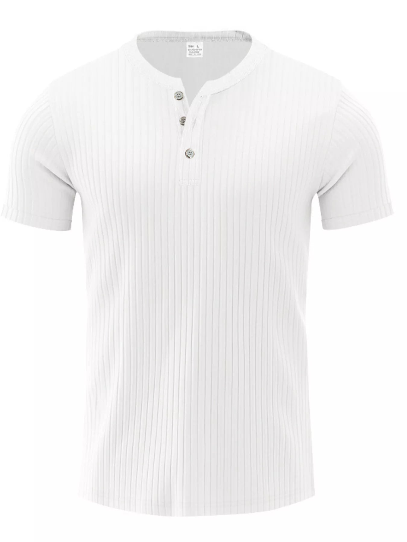 Men's Full Size Casual Ribbed Henley T-Shirt Plus Size