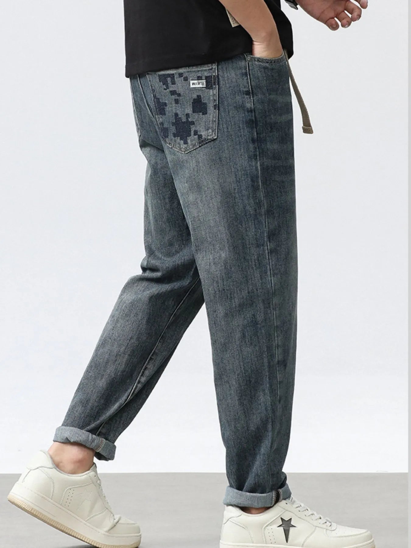 Men's Washed Relaxed Fit Wide Leg Jeans
