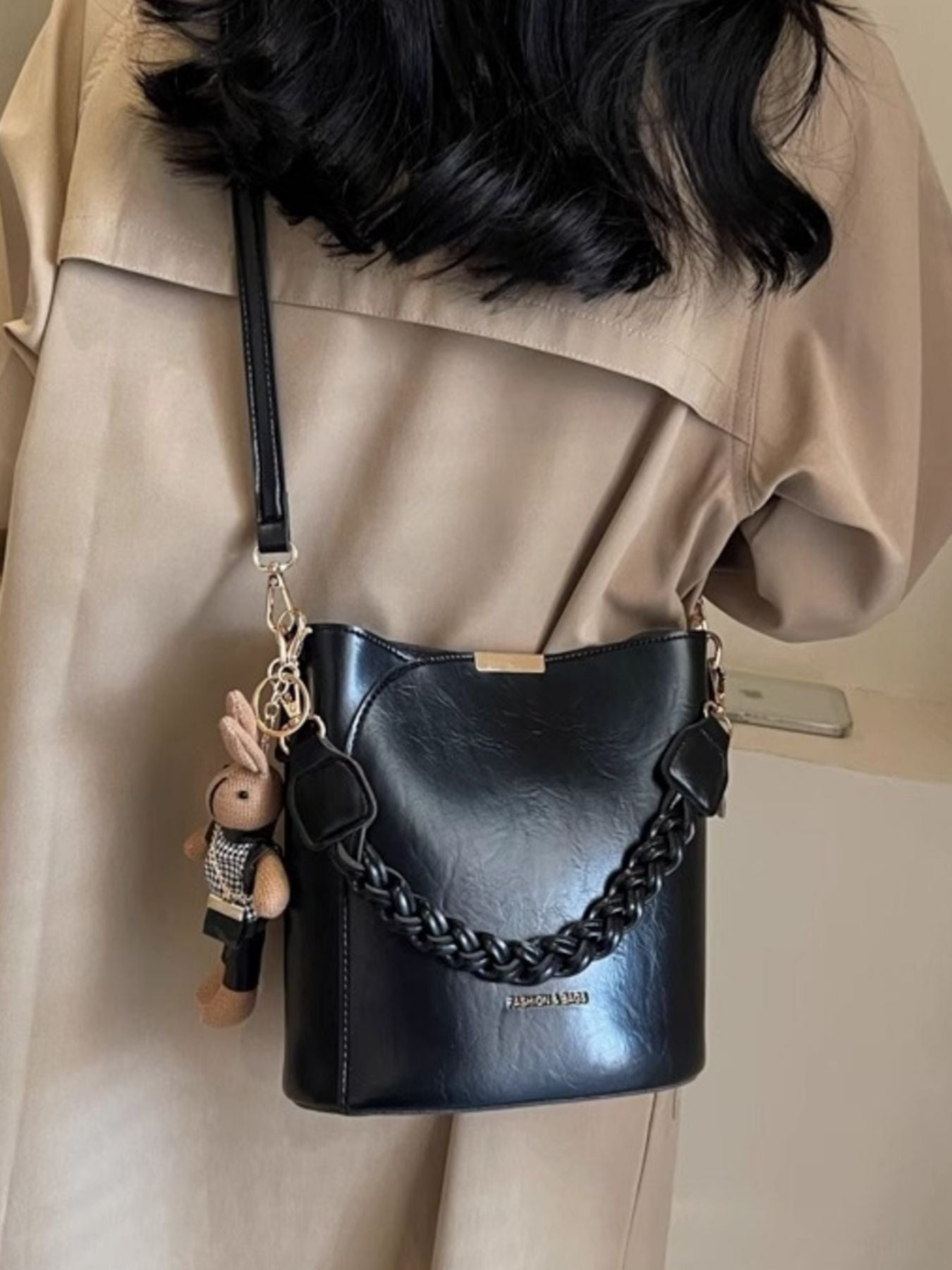 Braided Detail Bucket Crossbody Bag