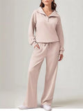 Relaxed Fit Quarter-Zip Top and Pants Set