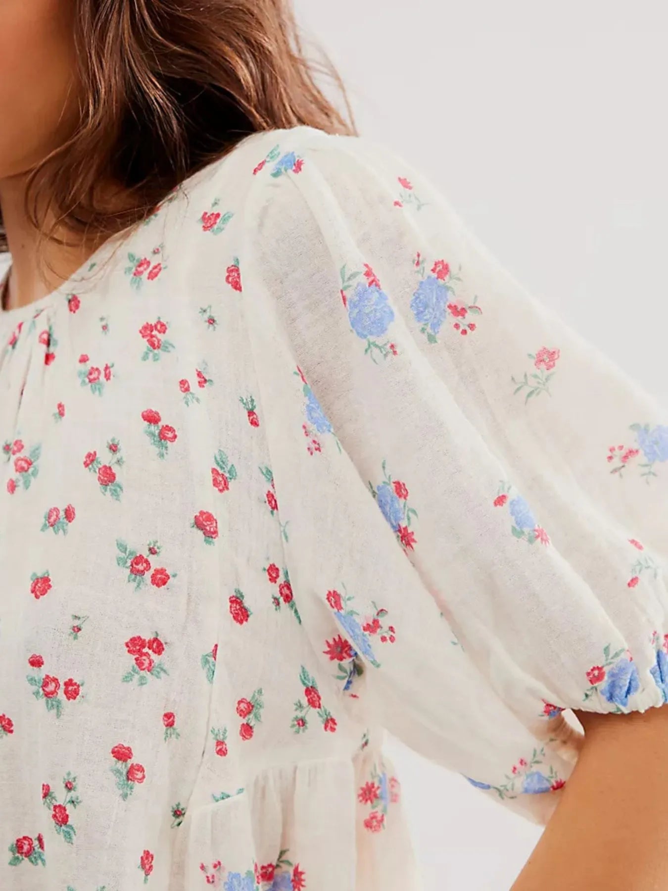 Bow Back Puff Sleeve Blouse