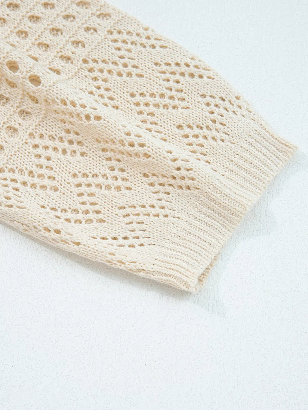 Hollowed Knit Open Front Cardigan