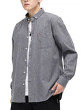 Men's Full Size Striped Long Sleeve Casual Shirt Plus Size