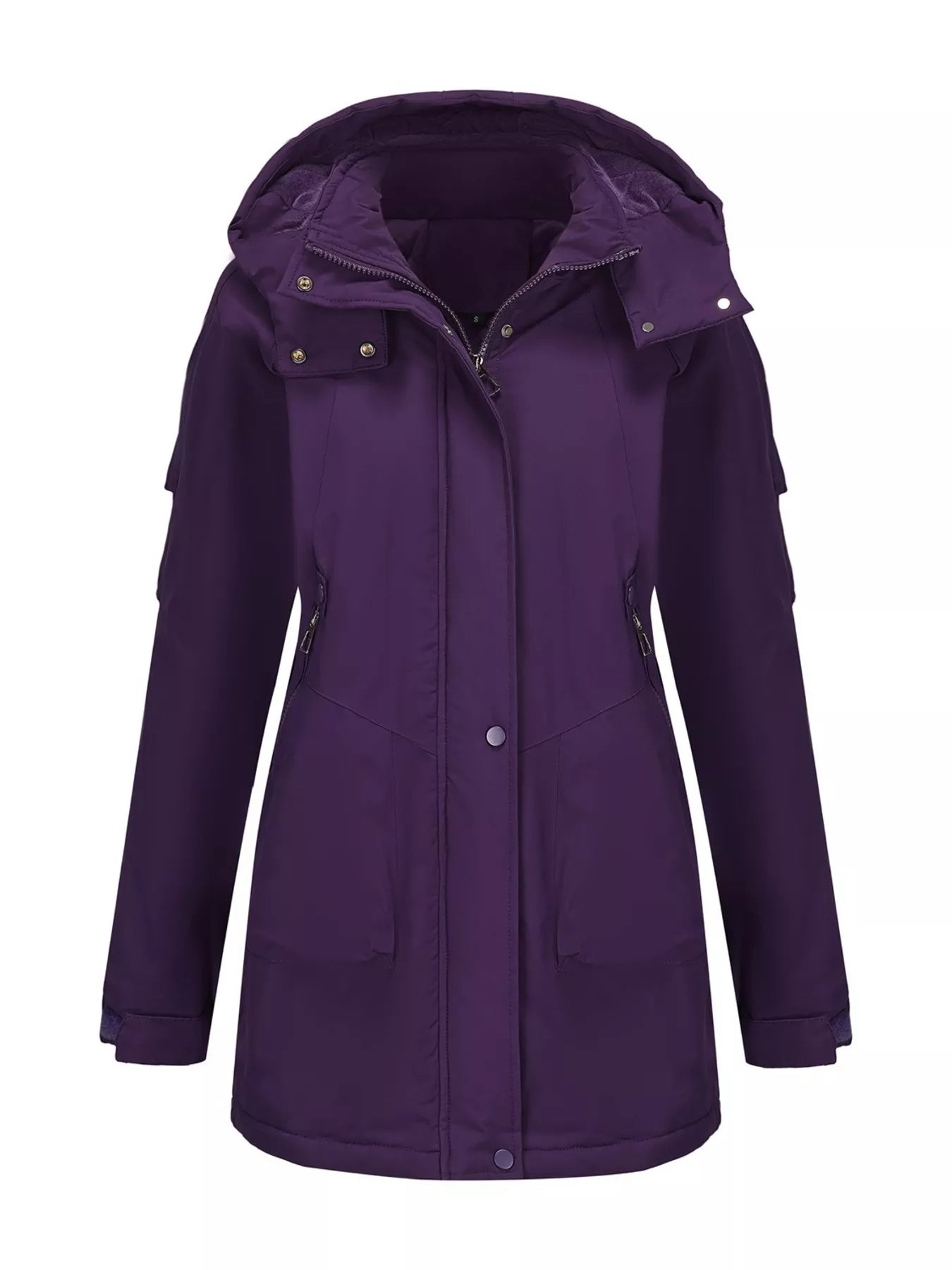 Full Size Hooded Mid-Length Windproof Outerwear Plus Size