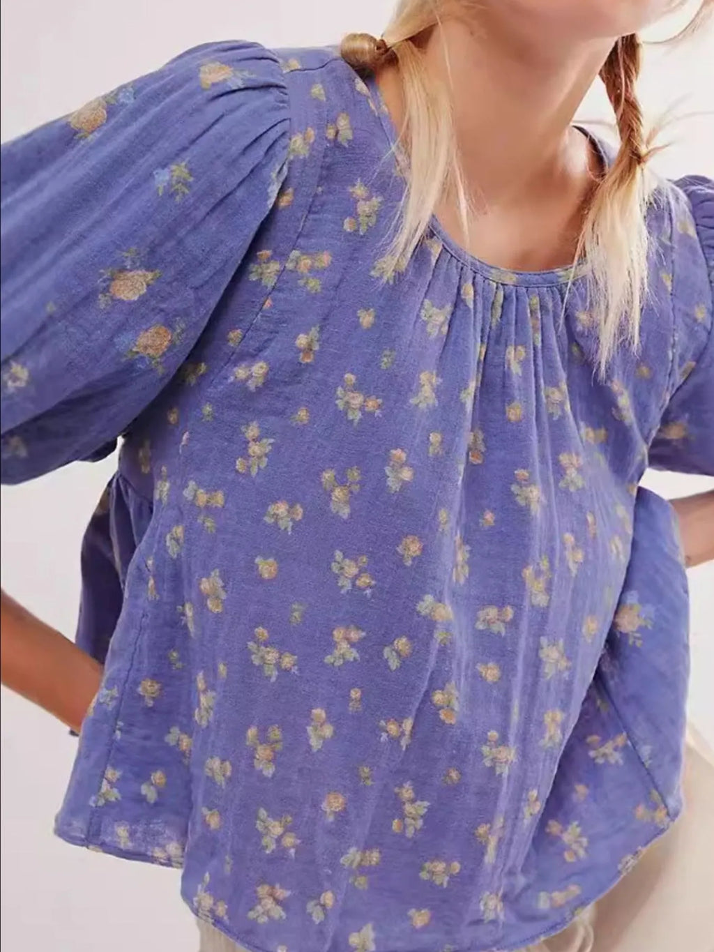 Bow Back Puff Sleeve Blouse