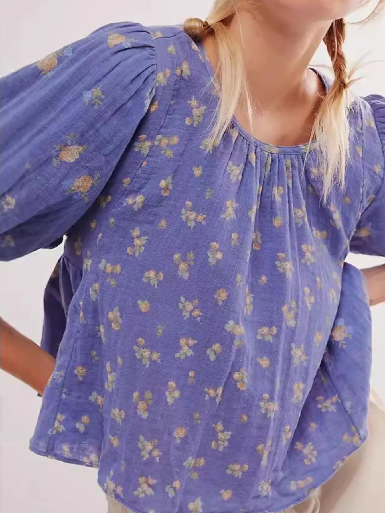 Bow Back Puff Sleeve Blouse