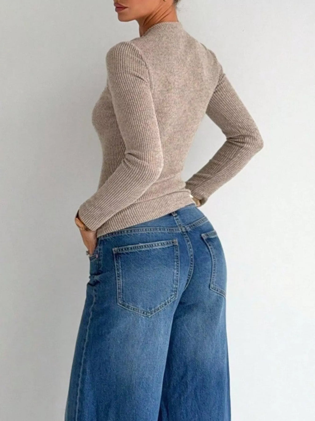 Twist-Front Cutout Ribbed Knit Top