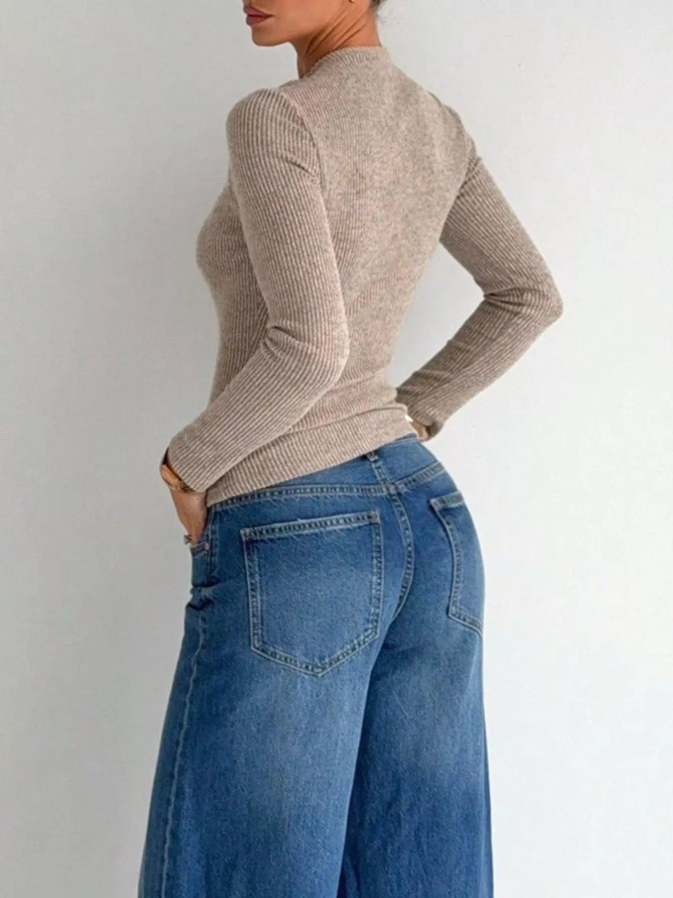 Twist-Front Cutout Ribbed Knit Top